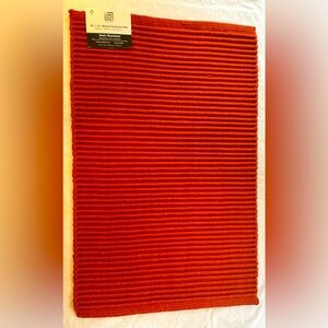 Burnt Orange Stain Resistant 20" x 32" Ribbed HandLoom Indoor Outdoor Rug